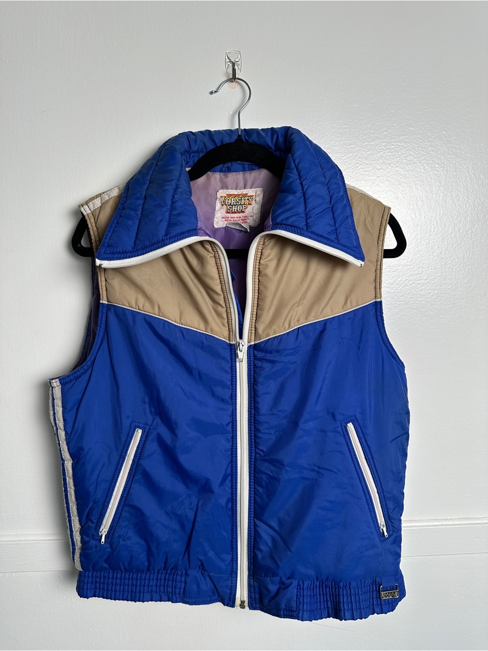 Vintage 1970’s Varsity Shop Blue & Beige Ski Vest